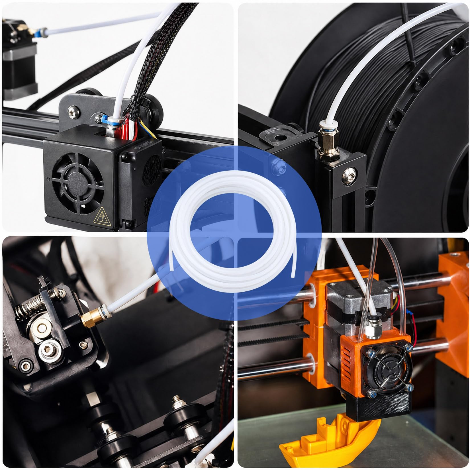 Przewód PTFE 1.75mm do Drukarki 3D, 10M 4x2.5mm Średnica Wewnętrzna Bowden | Rurka PTFE kompatybilna z filamentem 1,75 mm i modelami Creality K1/K1 Max/Ender 3 V3, Bambu Lab, Anycubic Kobra.