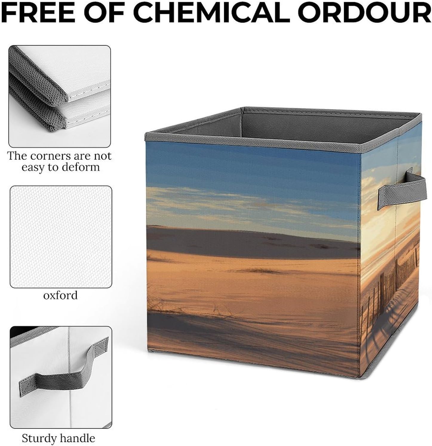 Sand Dunes Fabric Bins Storage Basket Square Baskets | Storage Bin with Double Handles,Cube Collapsible Organizers for Organization,Closet,Shelves,Offices