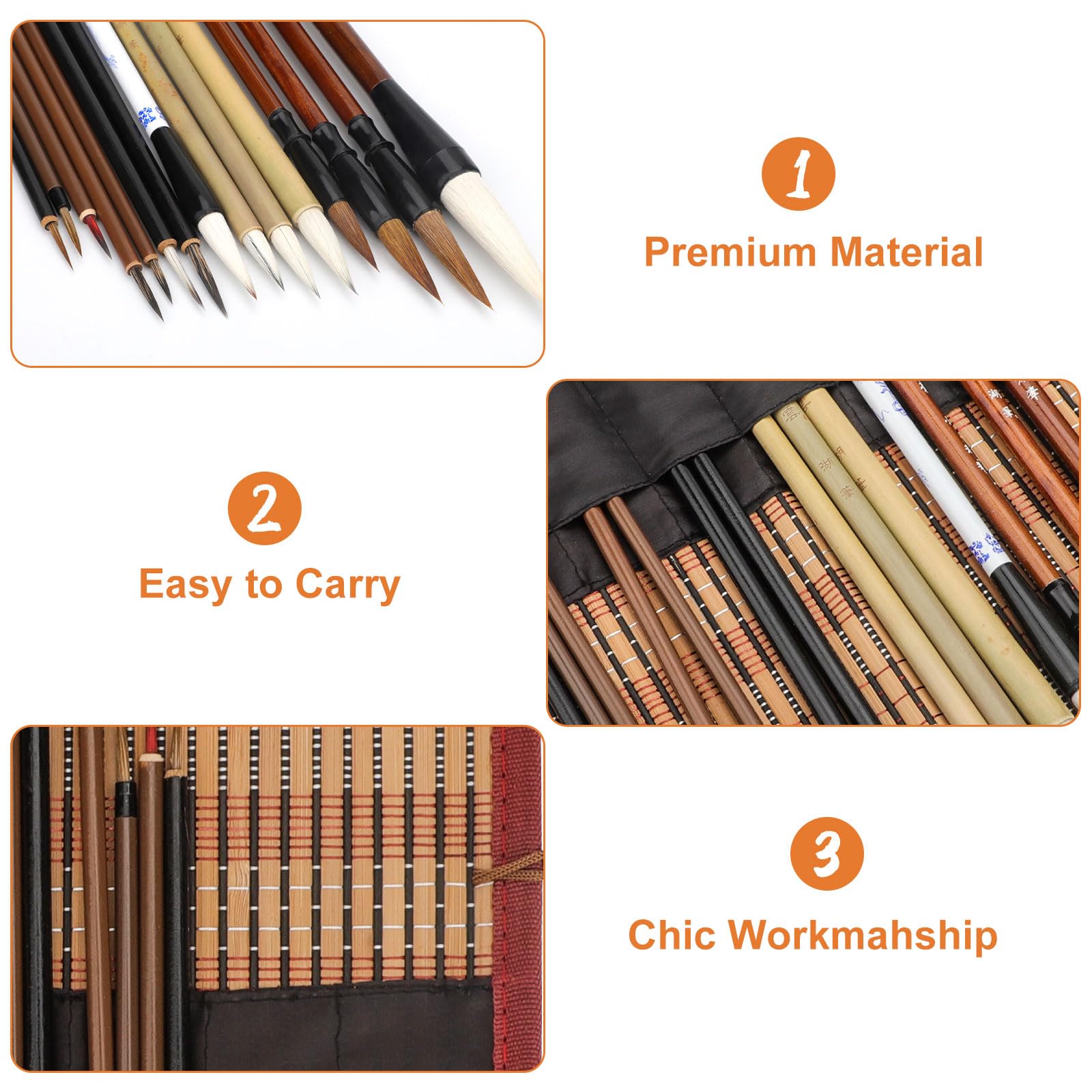 Linkstyle Lot de 15 Pinceaux Calligraphie Chinoise, Tailles Mixtes Pinceau Japonais Sumi éCriture Pinceaux Dessin pour DéButants