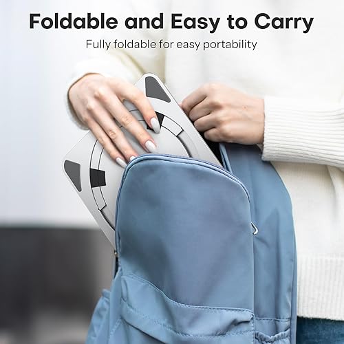 Miniatura 7 de OMOTON Soporte portátil para computadora portátil, soporte ergonómico para computadora con base giratoria de 360, soporte plegable de aluminio