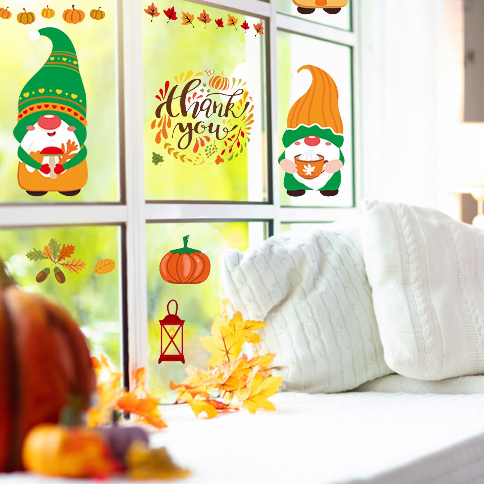Lot De 9 Décalcomanies Fenêtre Automne 3D - Autocollants Réutilisables Pour Halloween Et Thanksgiving, Décoration Murale Et Vitres - 6