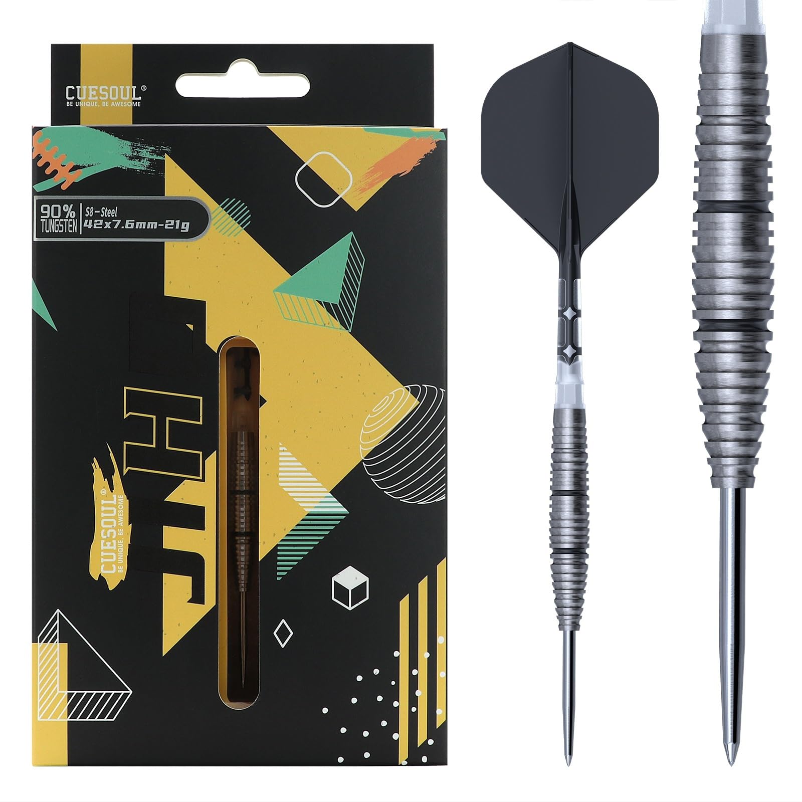 CUESOUL JIHO S1-S8 Set di Freccette Serie 21g/22g/23g con Punta in Acciaio 90% tungsteno con Volo Unifying ROST T19
