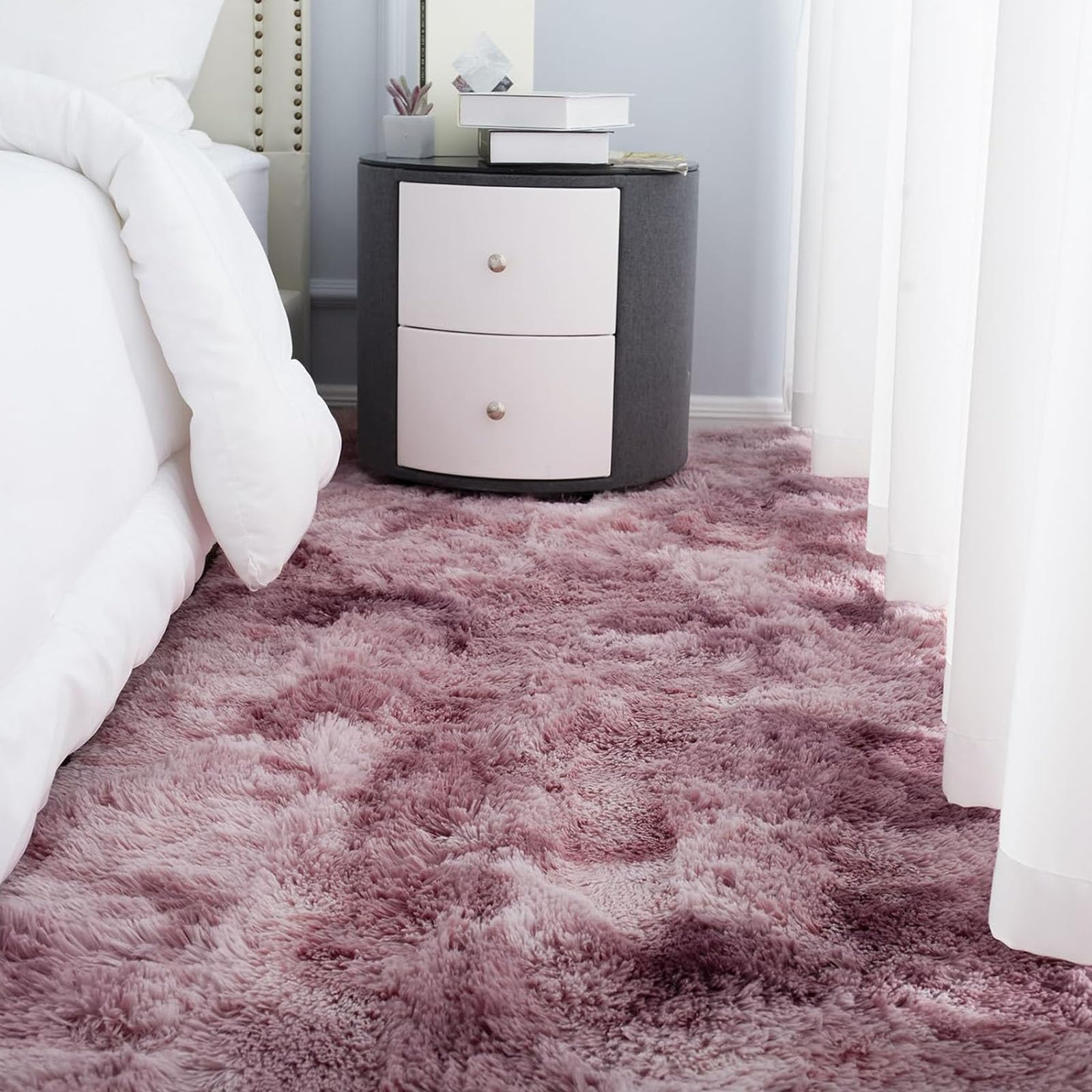 Woonkamer Vloerkleed 460 x 500 cm met Antislip Achterkant, Fluffy, Superzacht, Bontlook, Wasbaar Tot 30 Graden, Zacht Pluizig Tapijt, Antislip Tapijten, Voor Slaapkamer, Blauw