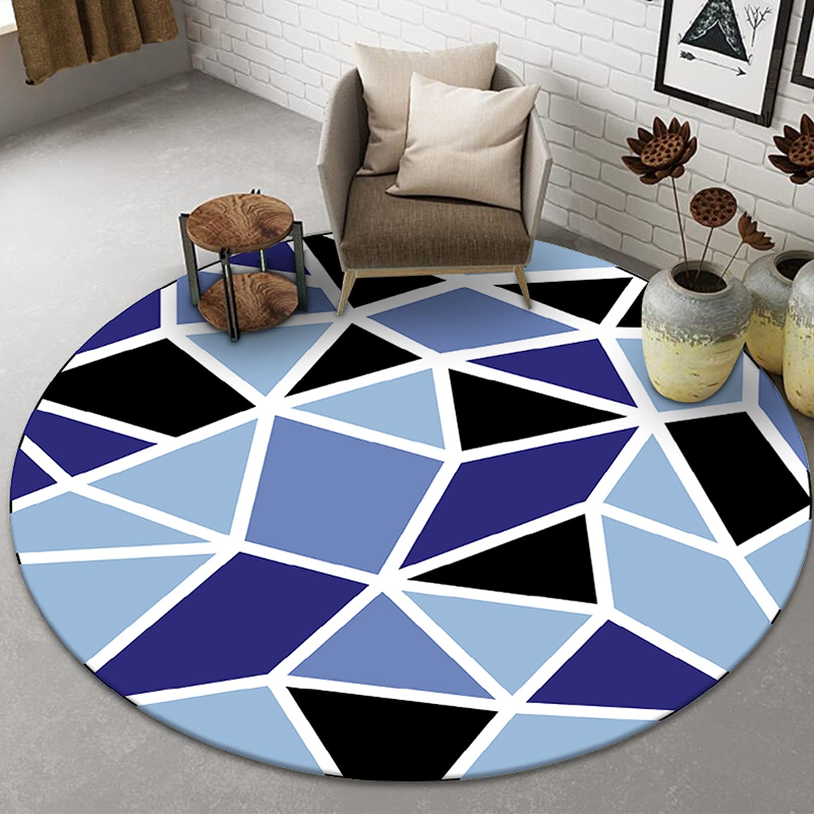 Tapis de sol antidérapant avec motif géométrique de diamètre 80cm