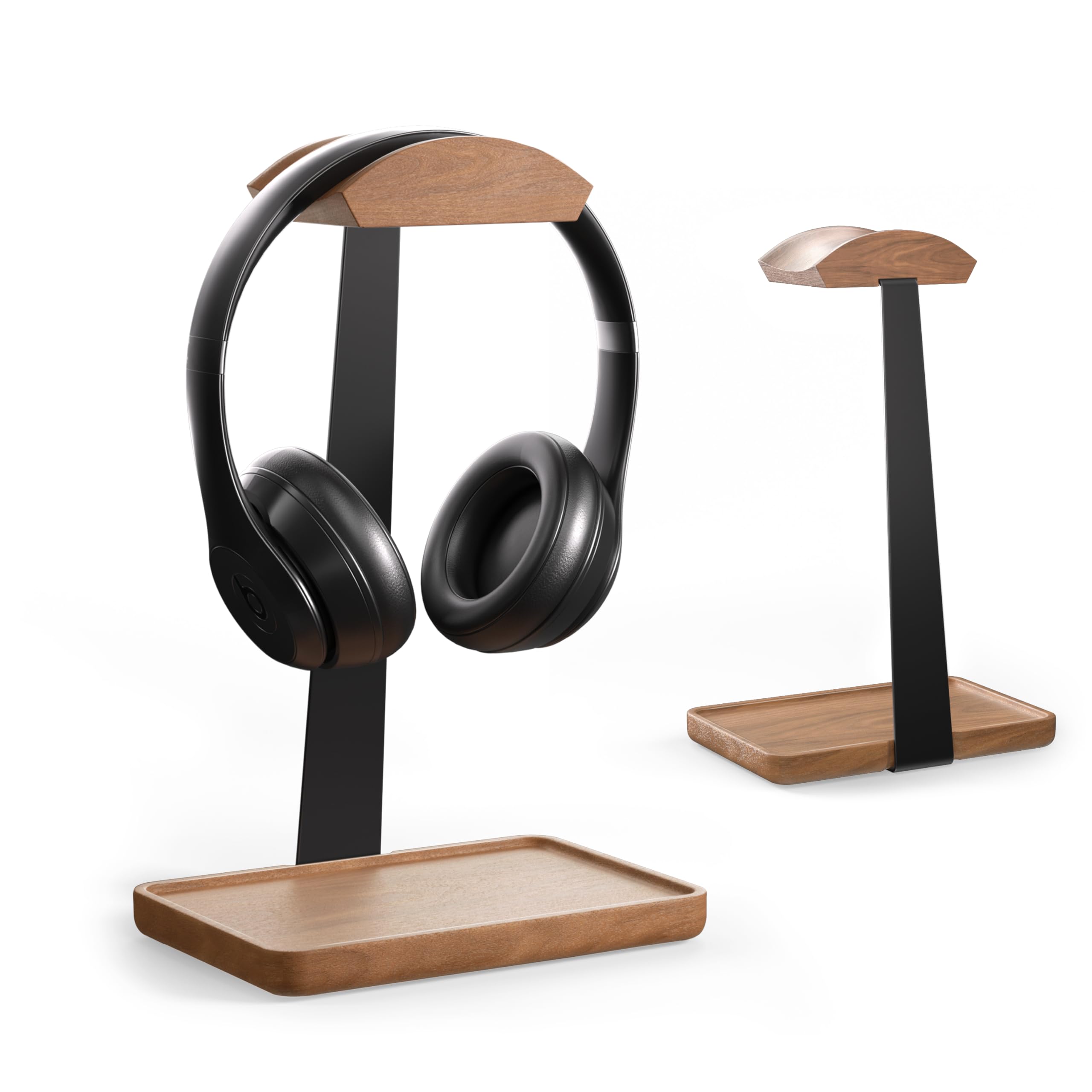 Photo 1 of Ahonnpely Wooden Headphone Stand, Wood Headset Stand for Desk, Universal Headphone Holder with Storage Base for Gaming, Sony,Bose