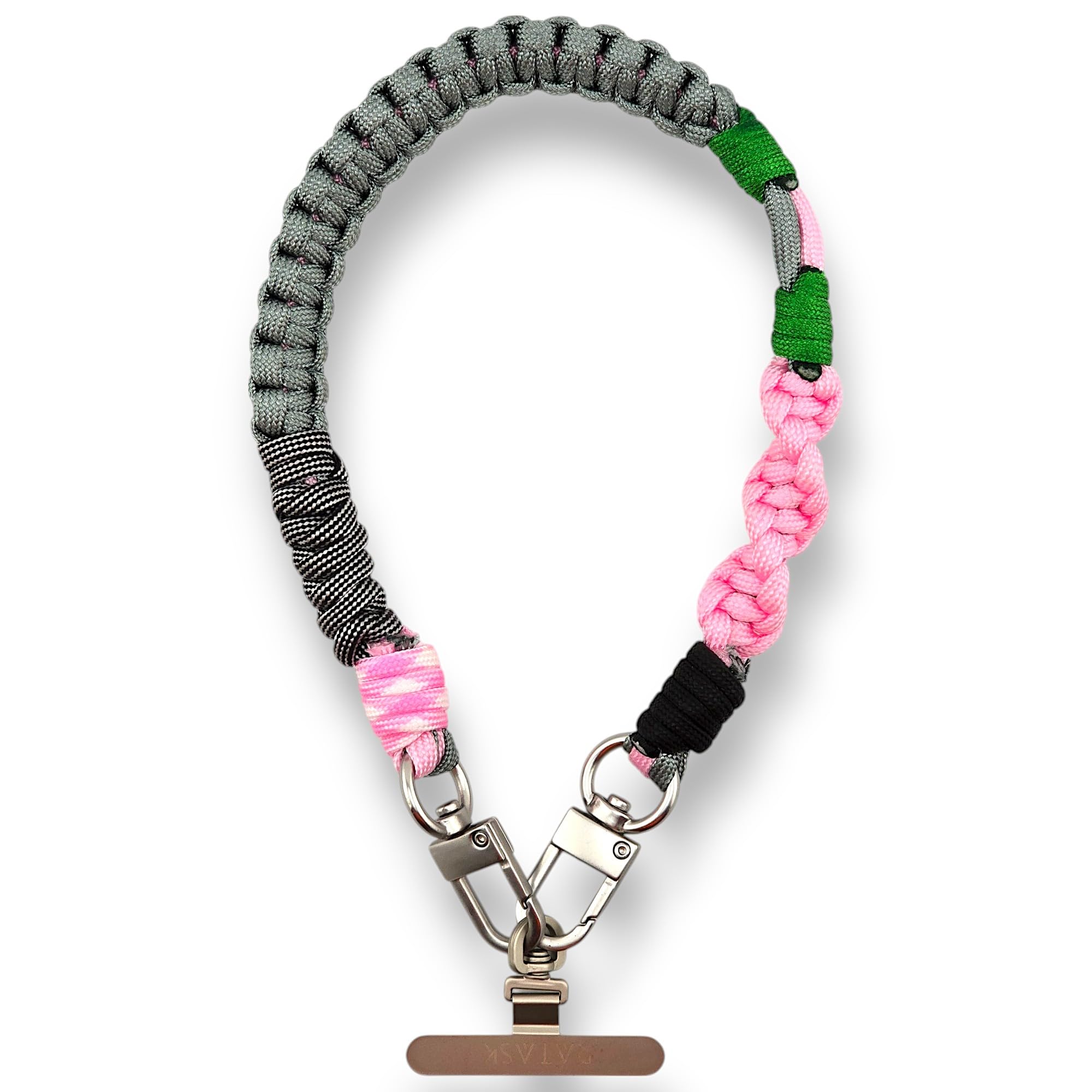 Ratask Unisex Grey/Pink Handmade Braided Mobile Phone Strap, Lanyard Rope, Durable Keychain Cell Phone Wrist Strap ()