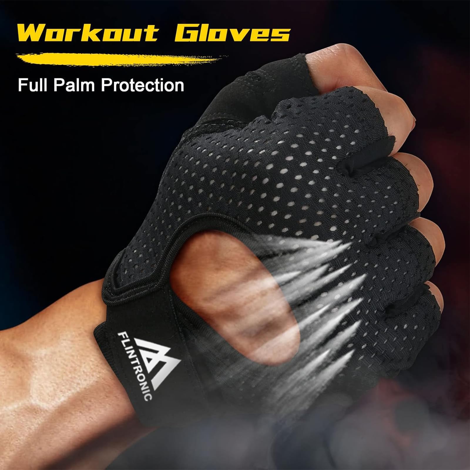 flintronic Oddychające rękawice fitness, rękawice treningowe dla kobiet i mężczyzn, antypoślizgowe silikonowe rękawice gimnastyczne do podnoszenia ciężarów do treningu siłowego, treningu siłowego