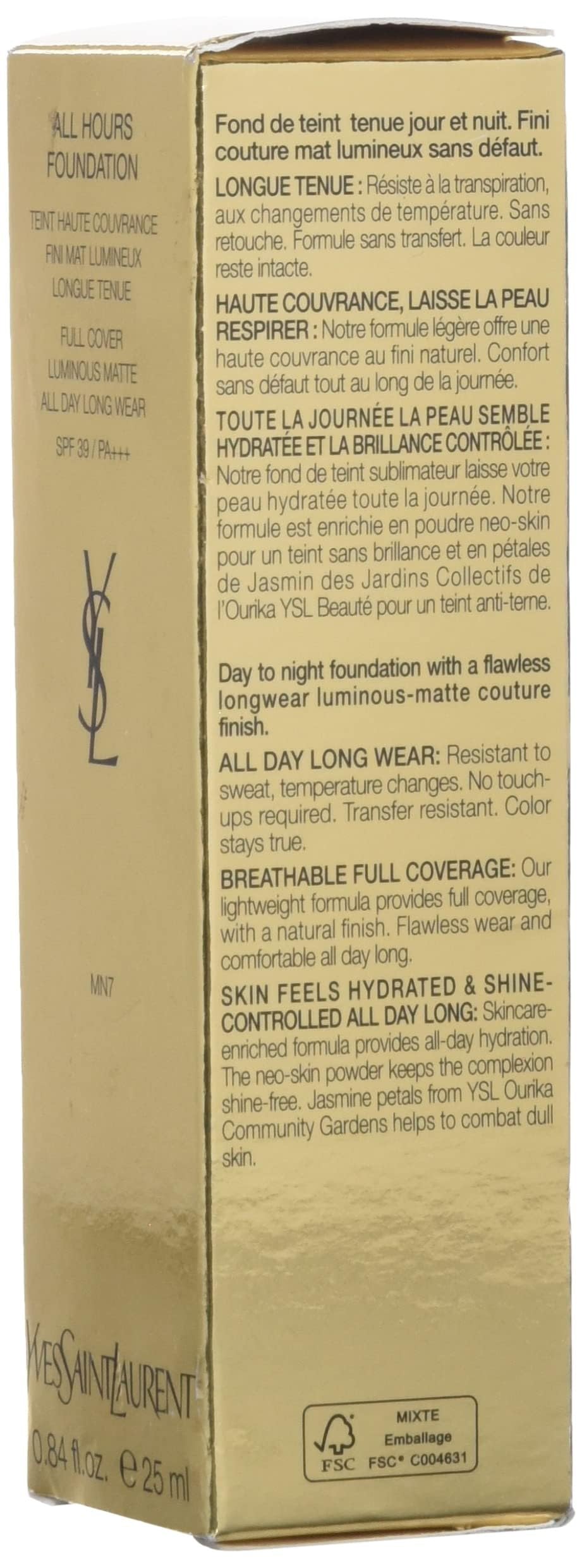 YVES SAINT LAURENT Encre de Peau All Hours Foundation - MN7, 25 ml