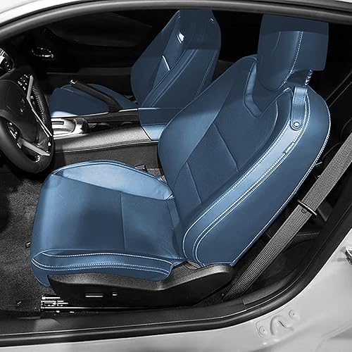 Miniatura 29 de Funda de asiento para Camaro Convertible LT LS RS SS 2016-2024 6ª generación (asientos estándar), fundas de asiento de piel sintética de ajuste