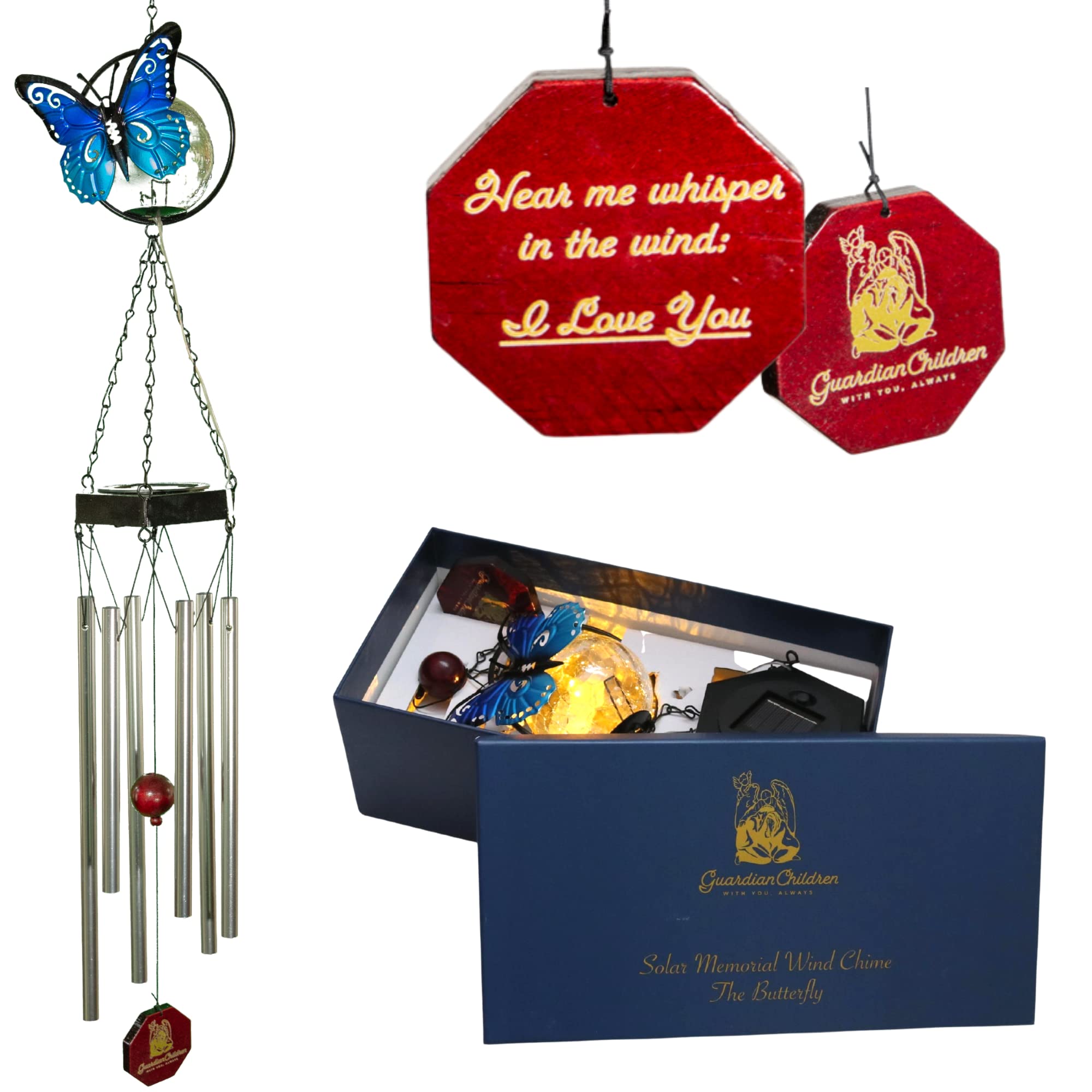 Carillon éolien de condoléances et cadeaux commémoratifs solaires extérieurs