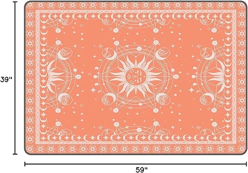 Miniatura 8 de Alfombra bohemia con sol y luna, para dormitorio, sala de estar, diseño bohemio y oculto con estrellas solares y galaxia, 63 x 31 pulgadas, zafiro