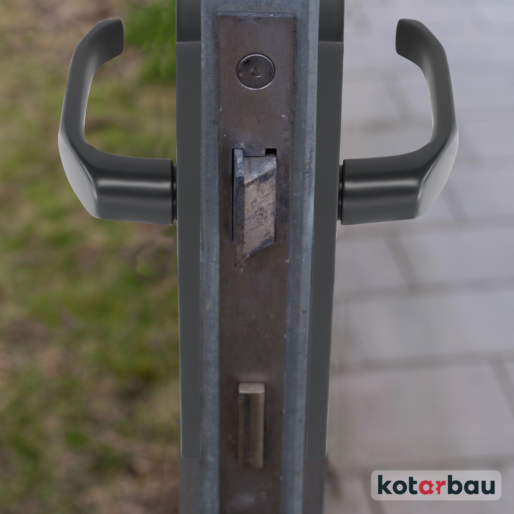 KOTARBAU® Türklinke 72 mm Profilzylinder Türdrücker Aluminium Drückergarnitur Universal Türgriff Türbeschlag Langschildgarnitur Anthrazit Zimmertür Innentür Außentür Handgriff