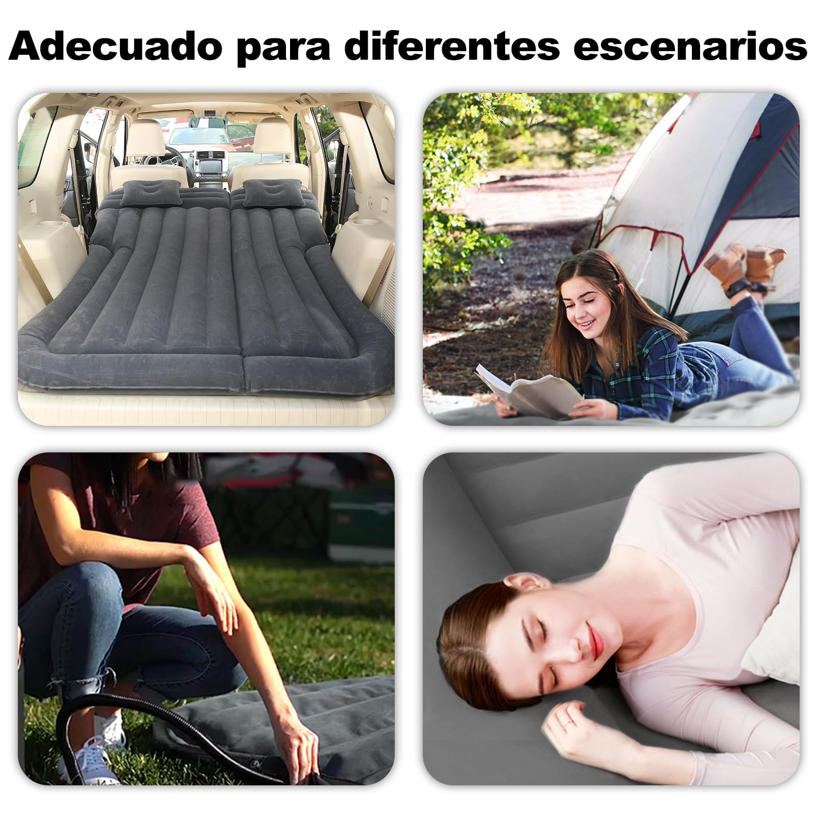 Ergocar Colchón Coche Bomba de Aire Eléctrica SUV MPV Plegable Doble Cama Colchones de Aire para Camping