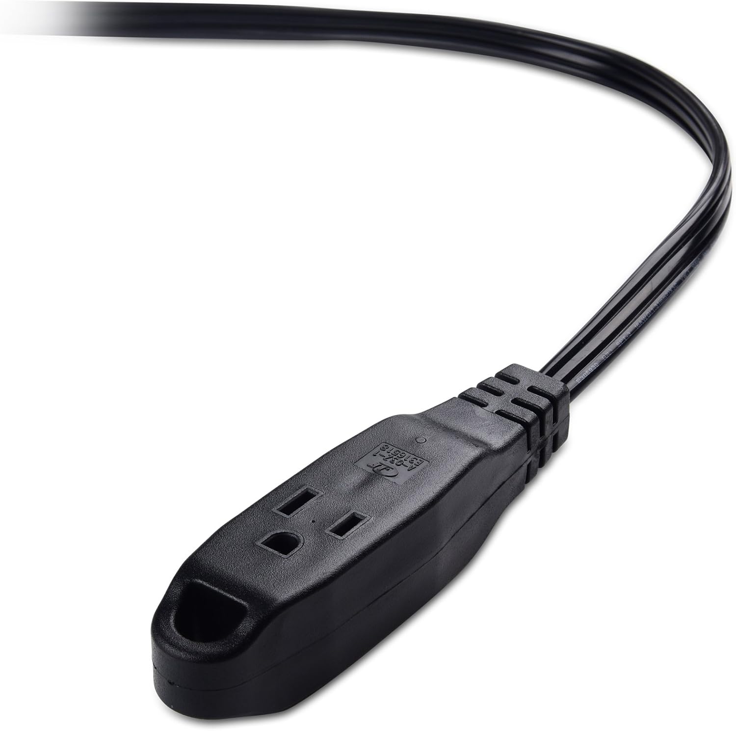 Cable Matters 2-Pack Flat Plug 3 Outlet Extension Cord - 6ft, [NEMA 5-15P to 3X NEMA 5-15R, 13A/125V/1625W] Grounded 3 Outlet Power Cord with Space Saver and Hanging Loop