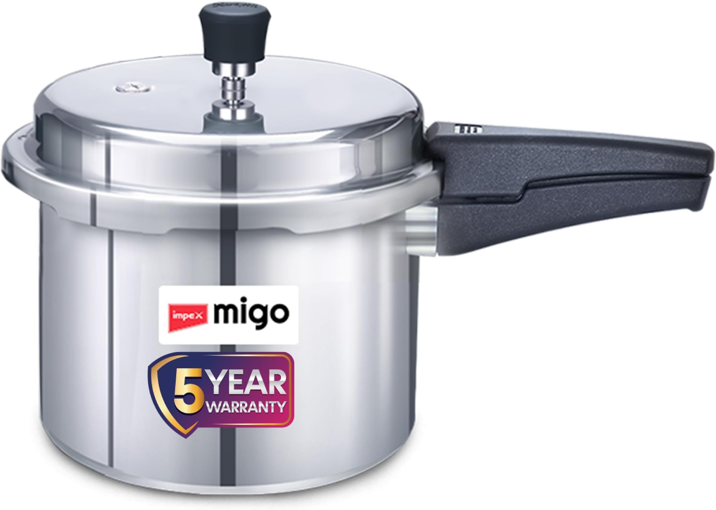 Impex 3 Litre Aluminium Pressure Cooker With Outer Lid | Induction And Gas Stove Compatible Pressure Cooker For Healthy Cooking | ISI Certified | 5 Years Warranty, Silver