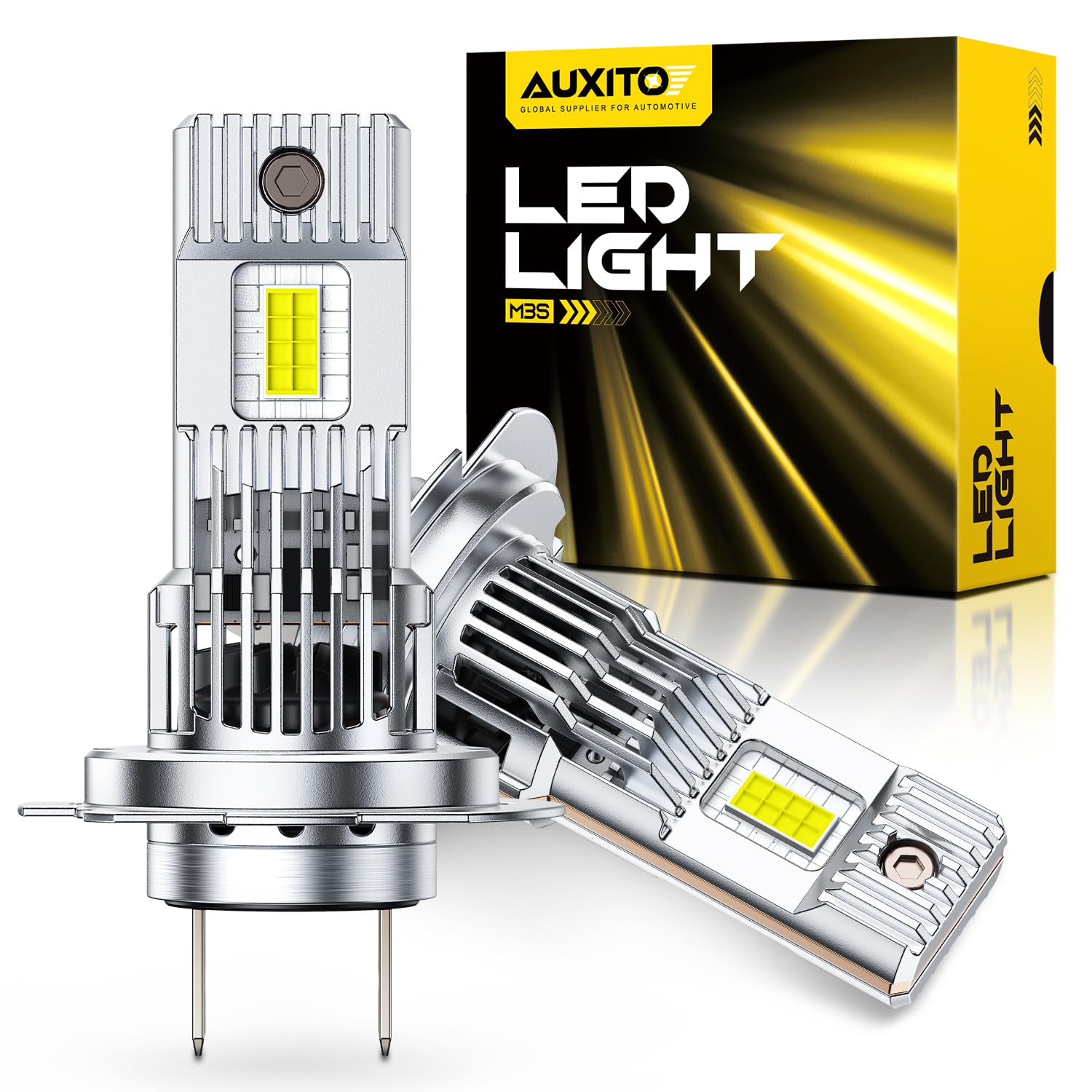 AUXITO H7 Bulb, 10X Brightness 6500K Cool White, Exact Halogen Dimensions, H7 Fog Light Application, No-Modification Plug &amp; Play, Pack of 2