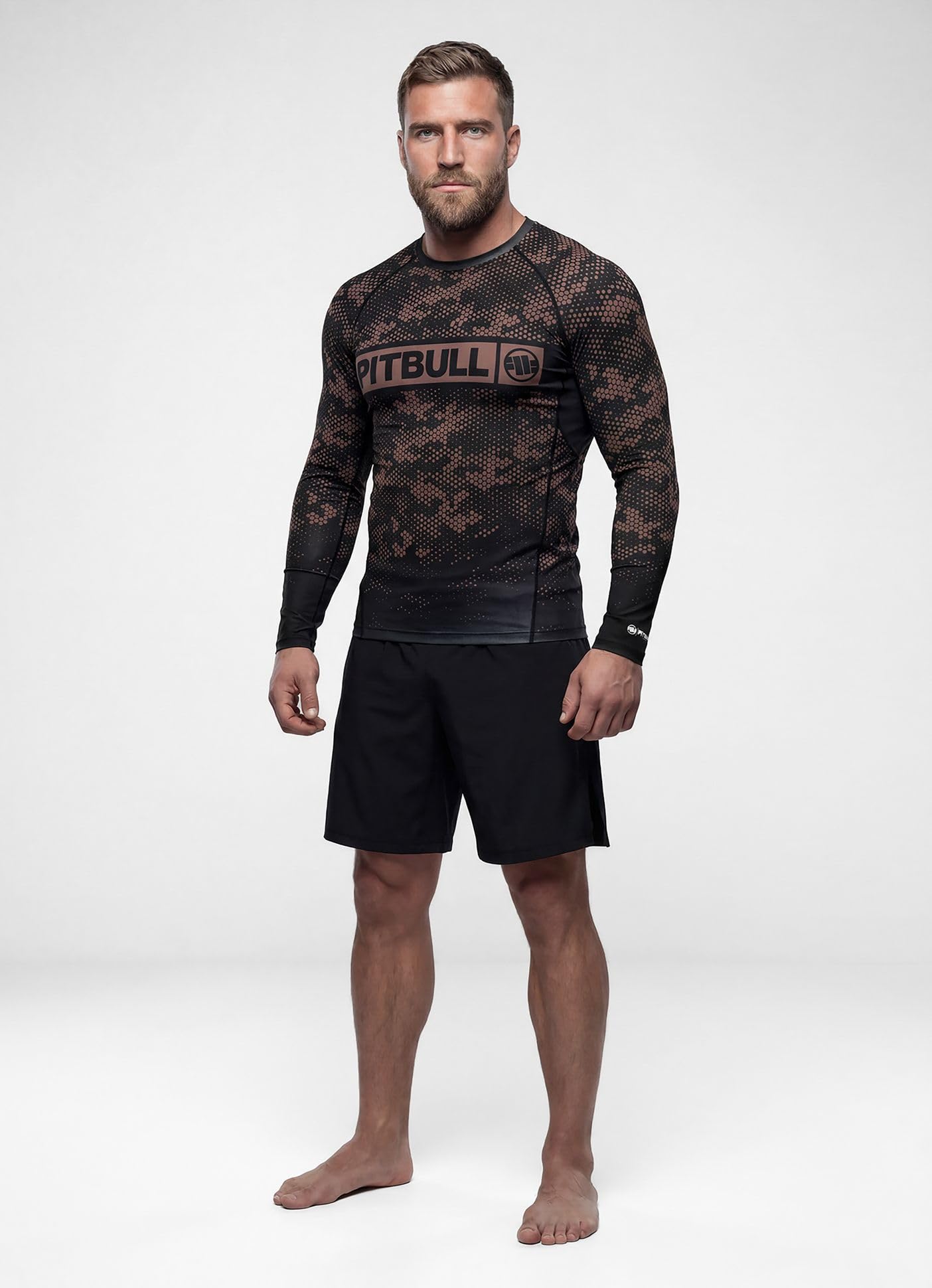 PITBULL - Herren Rashguard Langarm Shirt HEX CAMO Hilltop, Longsleeve
