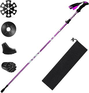HOVIN WanderStock Faltbar,Nordic Walking Stock Teleskop Aluminium Verstellbar 110-125cm,Walking Stock Faltbar mit Gummipuffers für Trekking,Wandern und Skifahren(1 Stück)