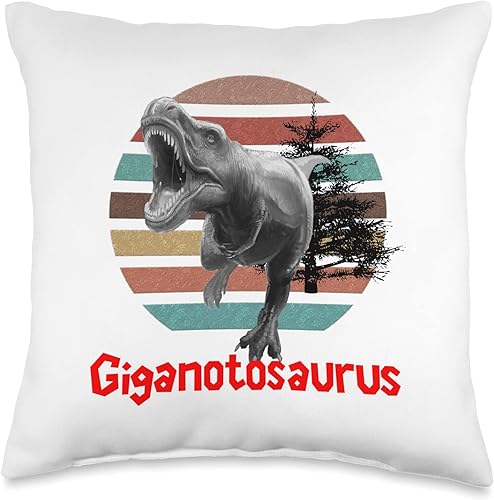 Miniatura 1 de Giganotosaurus Dinosaur Retro Father's Day 2023 Giganotosaurus Retro T rex Prehistoric Dinosaur Father's Day Throw Pillow, 16x16, Multicolor