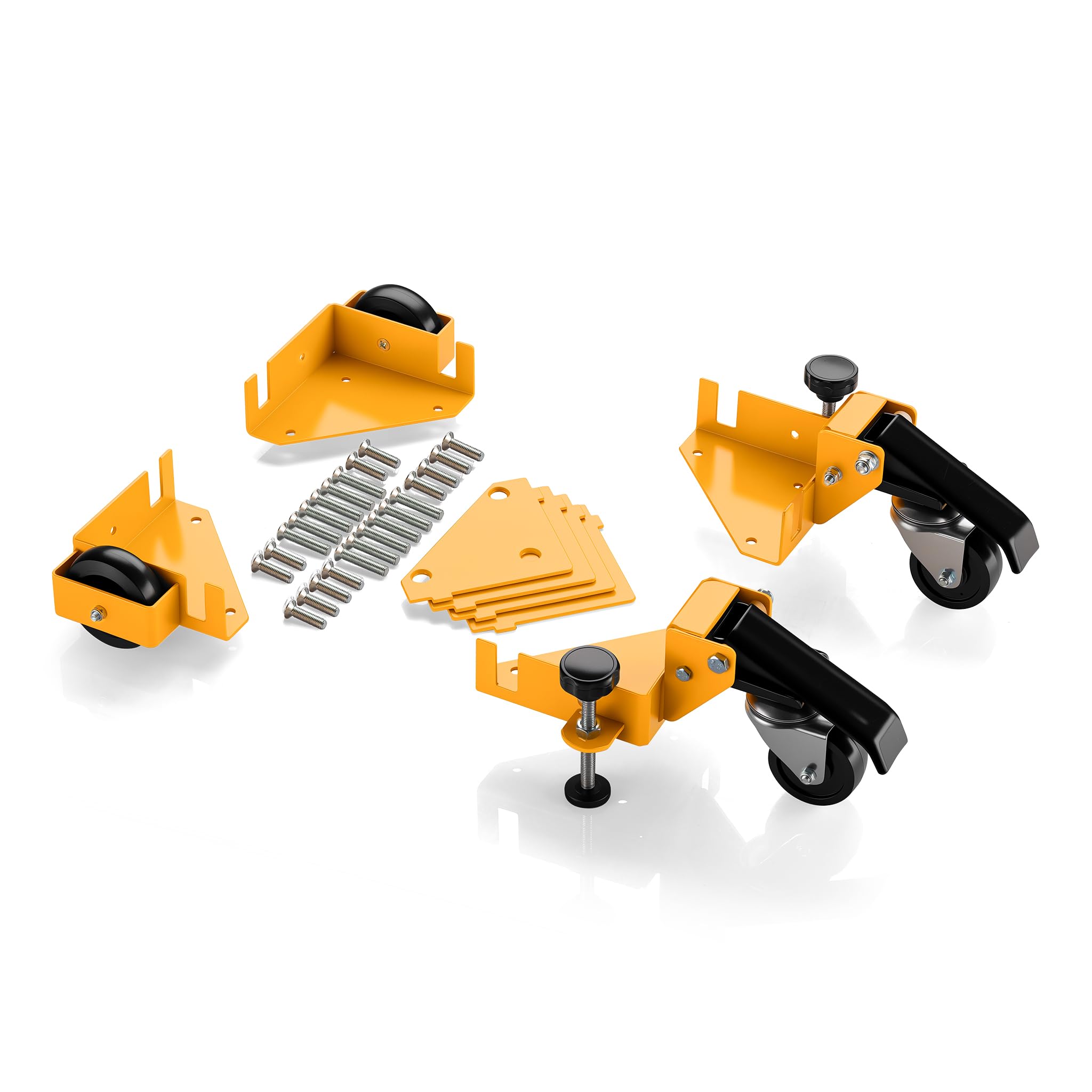 Wiltec Set di 4x ruote per carrelli, ruote per mobili pesanti, rotelle con portata fino a 180 kg, ruote pivottanti con freno, per carichi pesanti