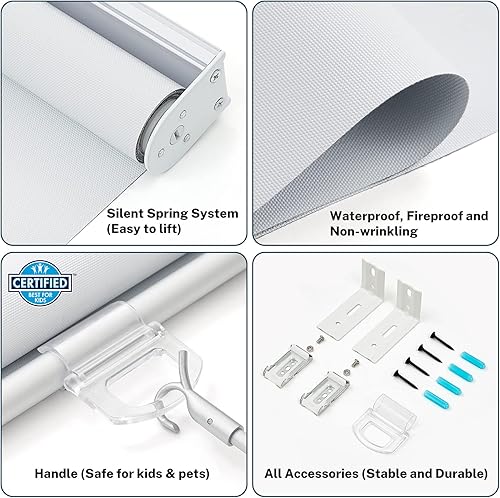 Miniatura 4 de Pasoun Persianas enrollables opacas sin cordones con aislamiento térmico, impermeables, resistentes al fuego, resistentes a las arrugas, persianas