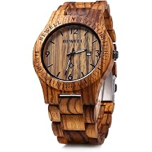 ZS-W086B Wooden Watch Men Gifts Handmade Date Display Quartz Movement Analog Lightweight Wood Wrist Watches