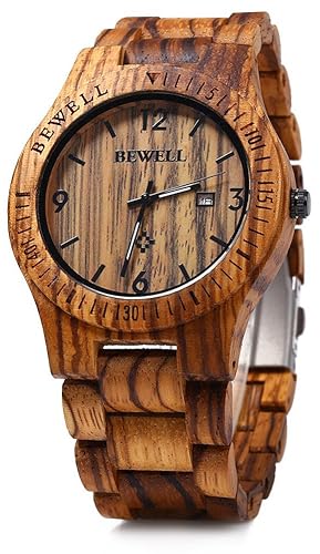 ZS-W086B Wooden Watch Men Gifts Handmade Date Display Quartz Movement
