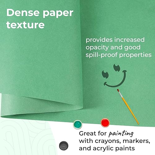 Miniatura 5 de IDL Packaging 36 x 8400 pulgadas (700 pies) - 45 libras de grosor - Rollo de papel kraft verde - Papel de manualidades de color escolar - Papel de