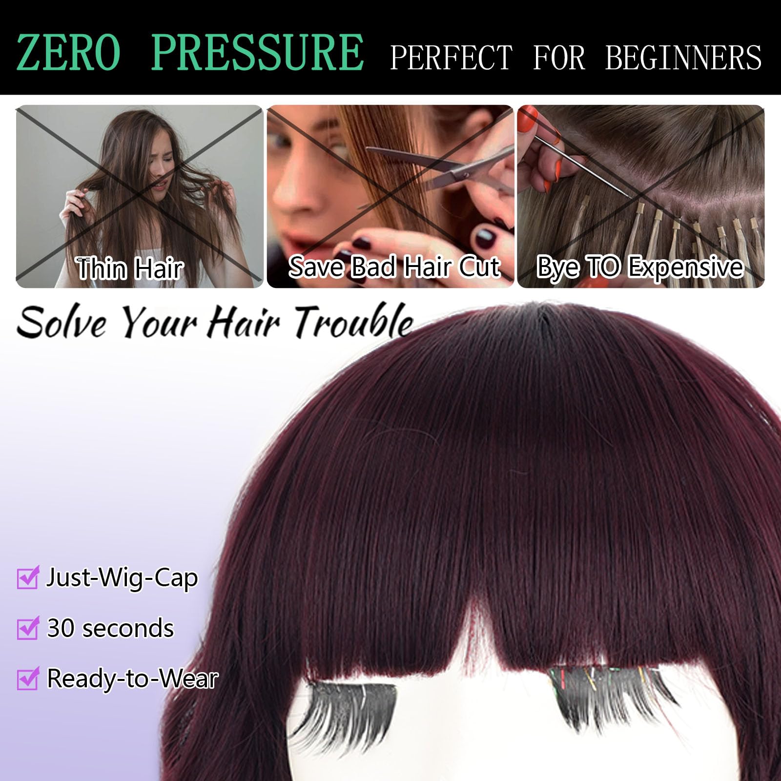 Asia 24” RED OMBRÉ  BANG SIDE PART CURLY Wig *NWT* Amazon.com : AISI HAIR Synthetic Wavy Curly Bob Wig with  main image 3