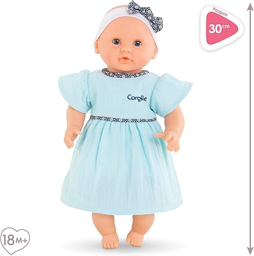 Miniatura 6 de Corolle Bébé Calin Maud - Muñeca de bebé suave de 12 pulgadas con aroma a vainilla, traje azul y ojos durmientes para niñas de 18 meses en adelante,