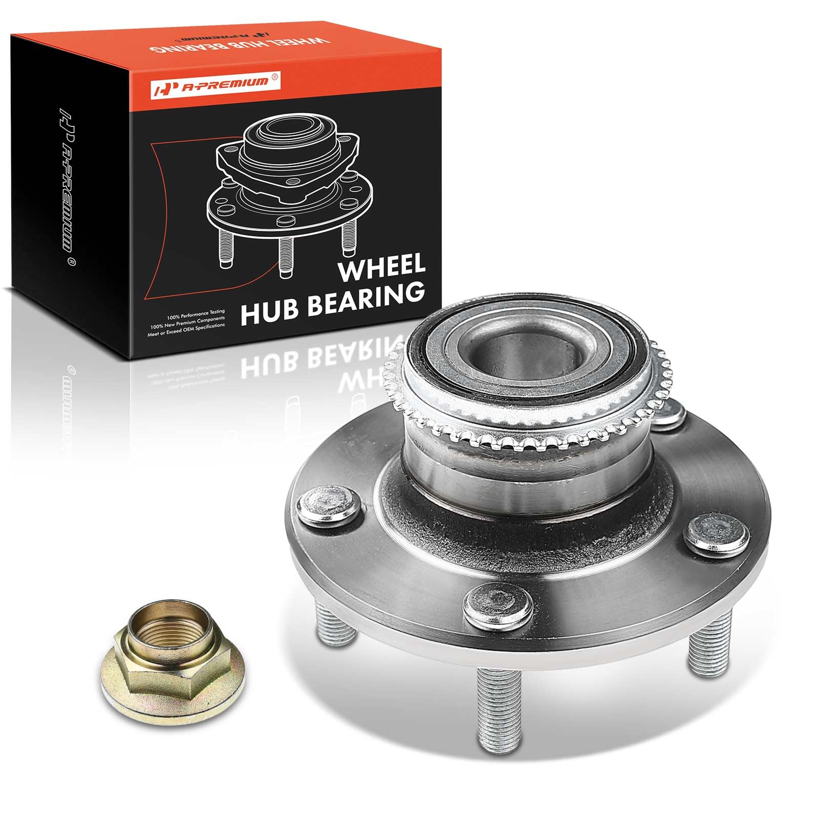 A-Premium Rear Wheel Bearing and Hub Assembly with ABS Ring & 5-Lug Compatible with Mitsubishi Lancer 2004-2006, Outlander 2003-2006, FWD