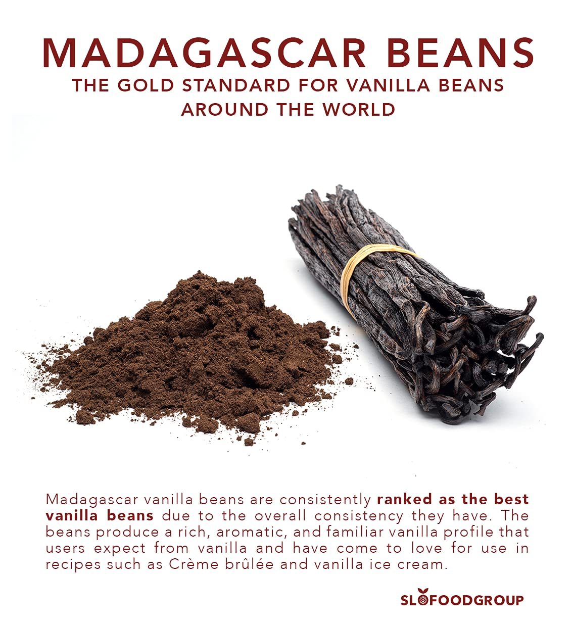 Slofoodgroup - Madagascar Vanilla Bean Powder - [ 2 oz.] - Made from Premium Whole Ground Grade A Vanilla Beans from Madagascar - For Cooking, Baking, and Ice Cream Desserts