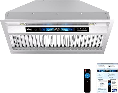 Awoco Campana extractora de acero inoxidable integrada de 30 pulgadas, campana de cocina con ventilador de escape de 4 velocidades, voz, gesto,