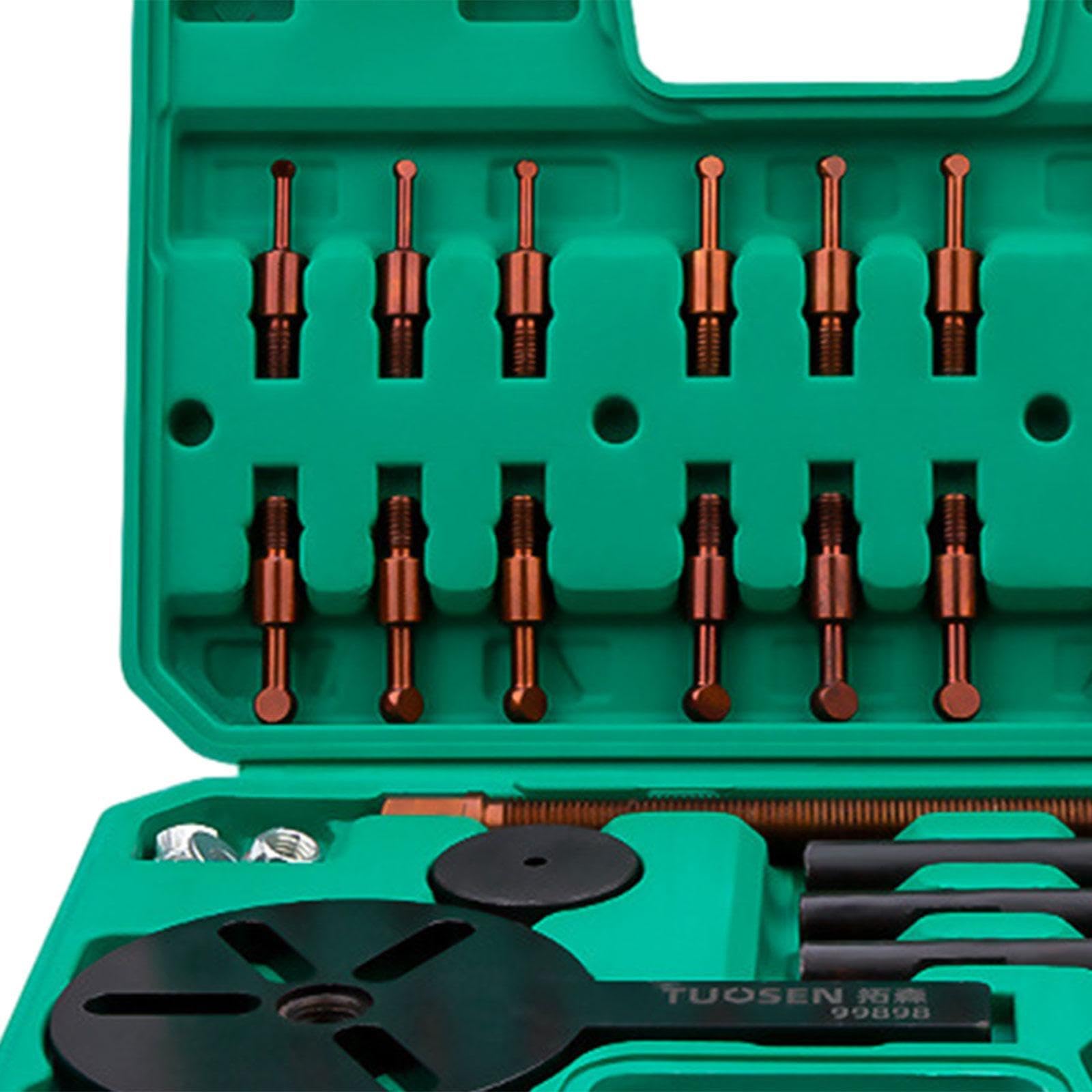 Extractor versátil de tres mordazas con orificios interiores y | duraderos, diseñado para máxima utilidad en reparaciones de automóviles. Juego de extractores de cojinetes 18 en 1. Juego