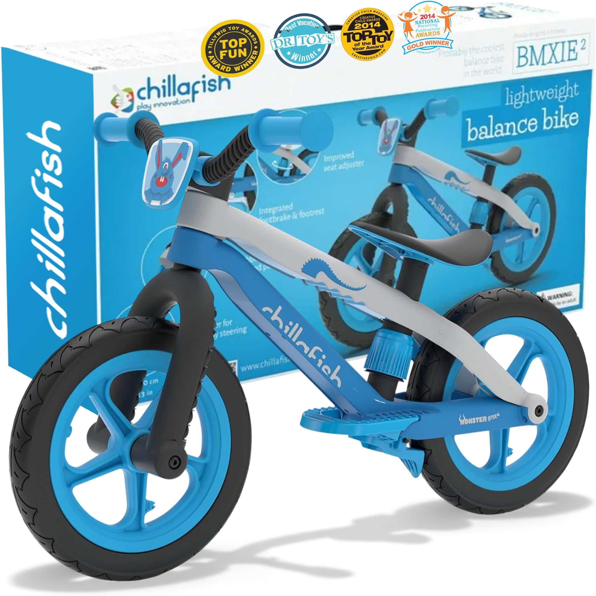 Chillafish Lightweight Kids' Balance Bike | Moulded, Adjustable Seat Bicycle with 12" Puncture-Proof Tyres | Custom Ride Bikes for Toddlers Age 2 to 5 Years
