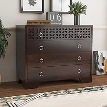 GateWay Furniture Sheesham Wood 4-Drawer Wooden Chest of Drawers for Storage – Wooden Storage Cabinet for Living Room & Bedroom (Walnut Finish, Herrin)