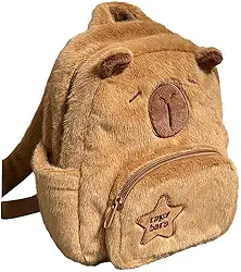 Linda mochila capivara de pelúcia mochila para livros de desenho animado elegante mochila escolar para meninas estudantes, presentes para amantes de capivara