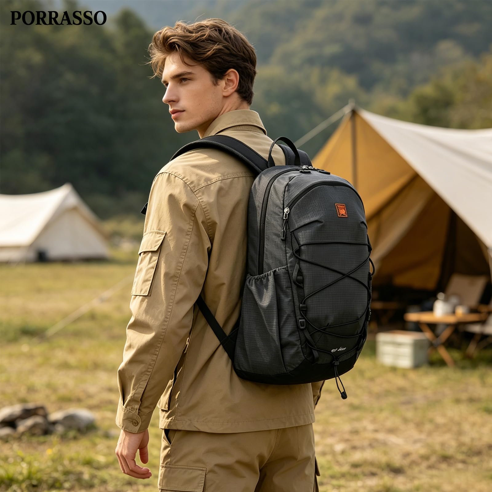 Zaino Outdoor Leggero 25L Zaino di Giorno in Nylon Impermeabile Zaini Traspirante con Scomparto per Idratazione per Escursionismo Viaggi Uso Quotidiano Nero