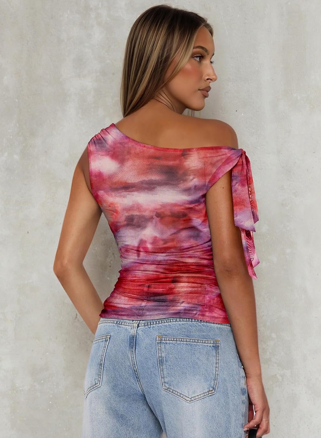 Pink Queen Women Summer Mesh Sheer Tops Self Tie Off The Shoulder Sexy Going Out T Shirts Blouse 2026 - Image 7