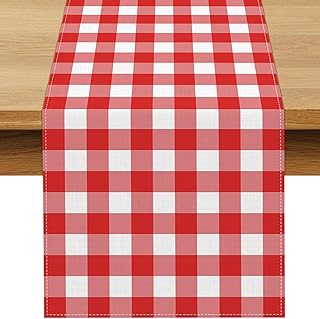 Italian Red Gingham Table Runner Red and White Checkered Party Decoration Christmas Baby Shower BBQ Picnic Home Kitchen Island Decor