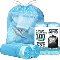 Vista 11 de 100 bolsas de basura pequeñas de 4 galones, con cordón, bolsas de basura pequeñas negras para baño, cocina, oficina, dormitorio, sin perfume