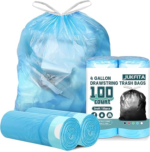 Miniatura 1 de JUKFITA - Bolsas de basura de 4 galones, bolsa de basura pequeña extra gruesa, bolsas de basura para baño, bolsas de basura resistentes sin perfume,
