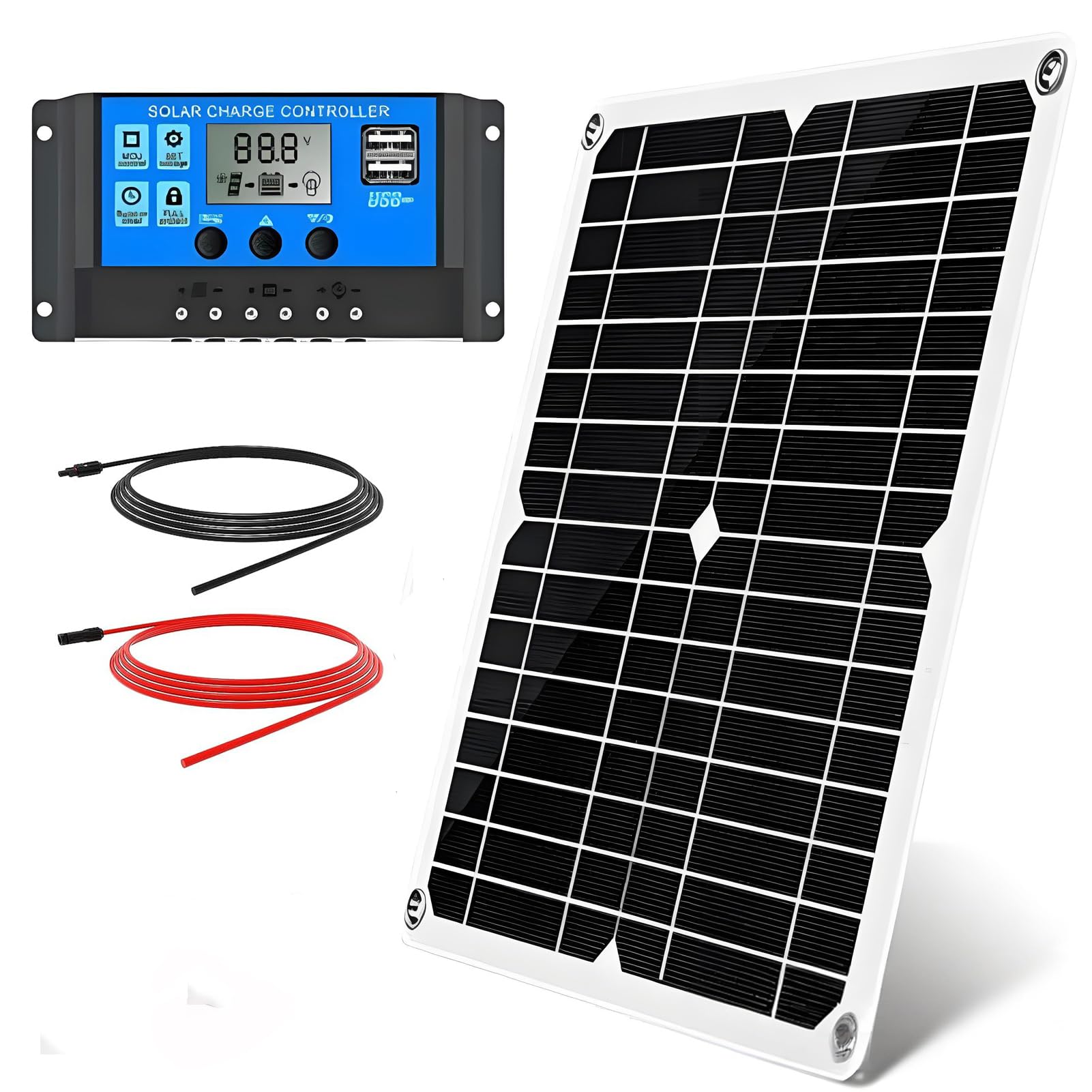 Panneau Solaire, Contrôleur de Chargeur Solaire Stable DC 12 V 24 V 300 W IP67 étanche pour Téléphones Portables