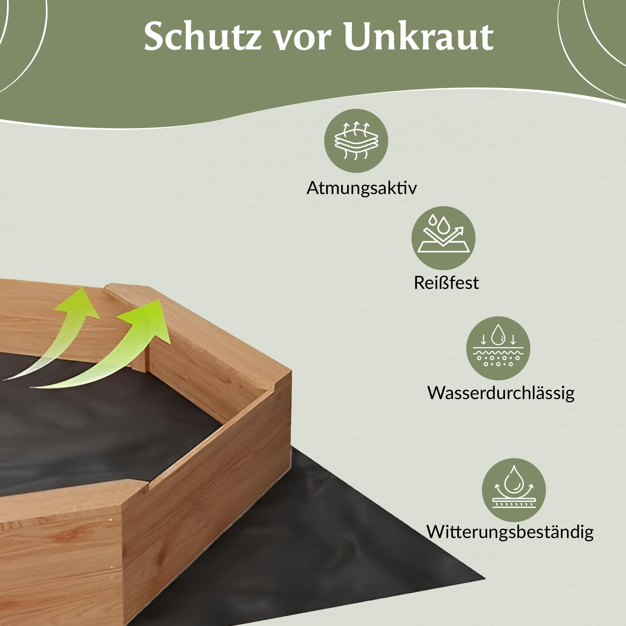 GARDENIX 9m² Unkrautvlies für Sandkasten 3m x 3m, Extra Stark 150g/m² Sandkastenvlies, Sandkastenunterlage Wasserdurchlässig, Sandkastenfolie Gartenvlies für den Kinder Sandkasten