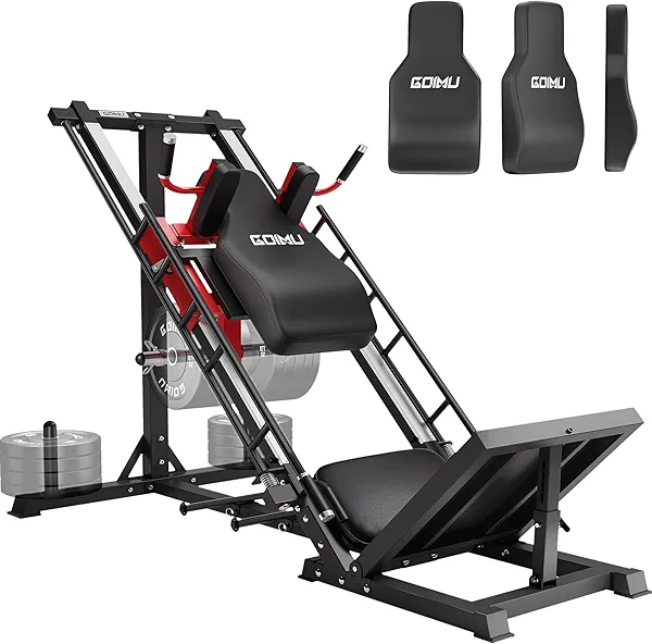 GOIMU Leg Press Hack Squat Machine with Back Support Cushion, 3 in 1 Adjustable Leg Press Machine with Quad Track Roller System, Hack Squat Machine for Full Lower Body Workout