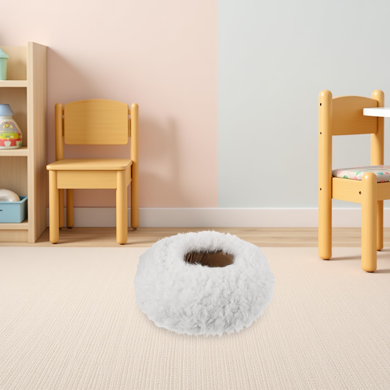jojofuny Babyfotografie Requisite Donut Förmiges Kleiner Sofa aus Babysicherem Material Weiß Ergonomischer Babyhocker mit Fleckenabweisendem Stoff für Neugeborenen Fotoshooting Zubehör