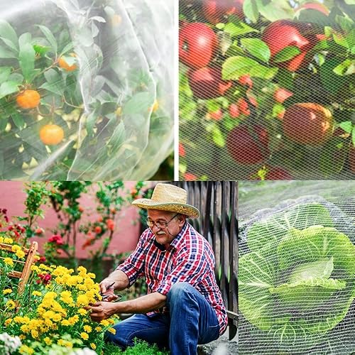 Miniatura 6 de Red de jardín de 8 x 25 pies, malla fina para jardín, barrera de plagas, red de pájaros, protección de patio, mosquitera reutilizable, cubierta de
