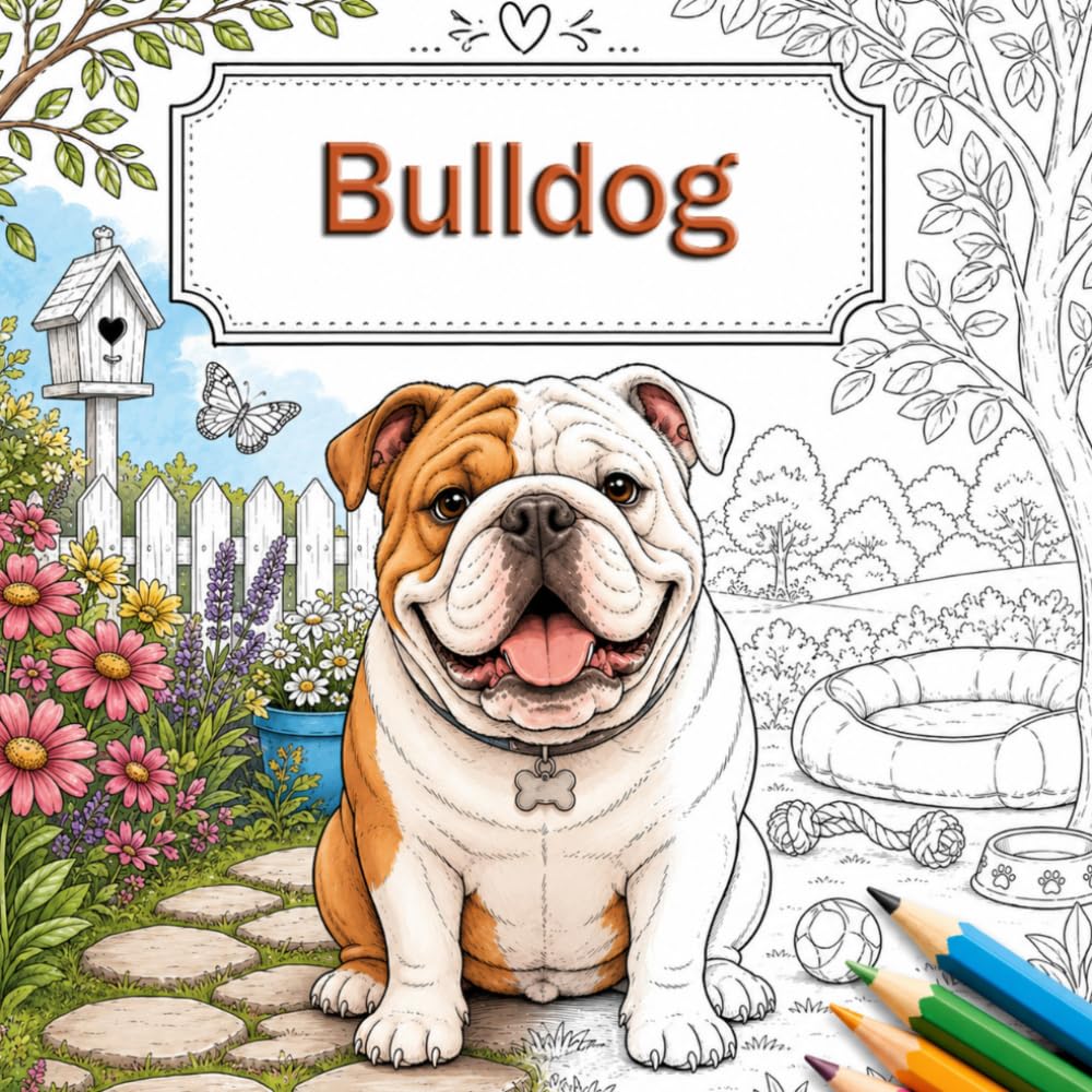 El Mundo del Bulldog: Páginas para colorear relajantes y creativas para amantes de los perros
