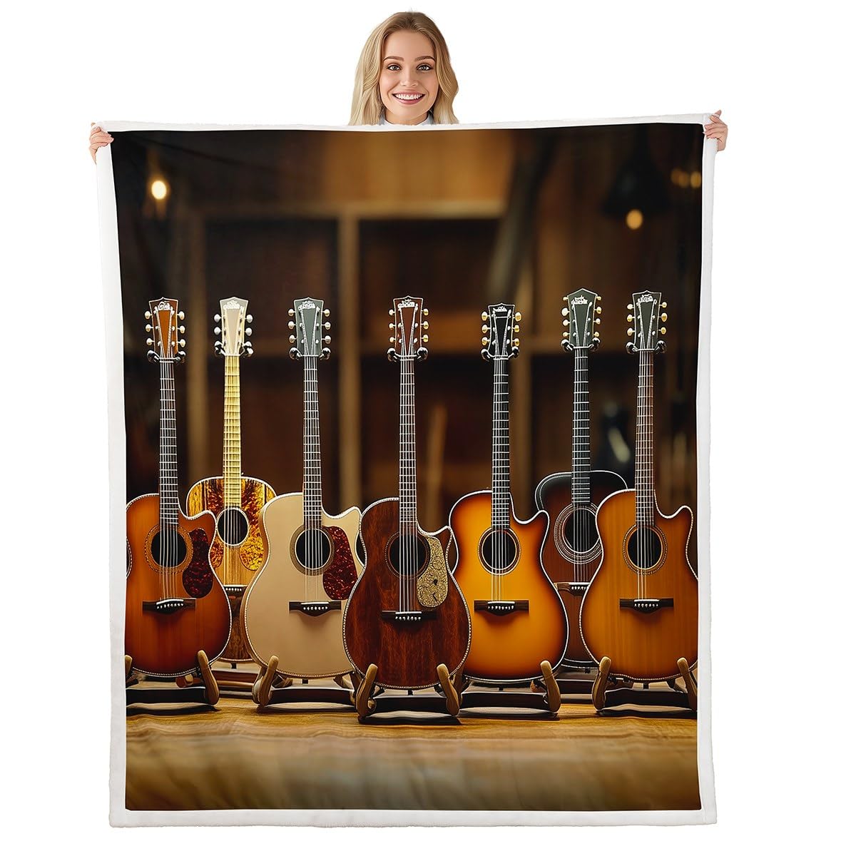 Coperta a tema chitarra strumento musicale Rock Roll coperta per ragazzi musica country occidentale super morbida rughe tappeto Sherpa tappeto artistico amante della musica regina 228 x 228