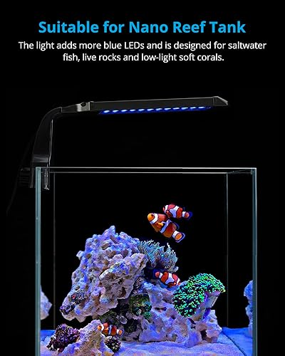 Miniatura 2 de NICREW Luz marina con clip para acuario, luz de tanque de peces de agua salada para tanques de arrecife de coral con temporizador LCD, 2 modos de